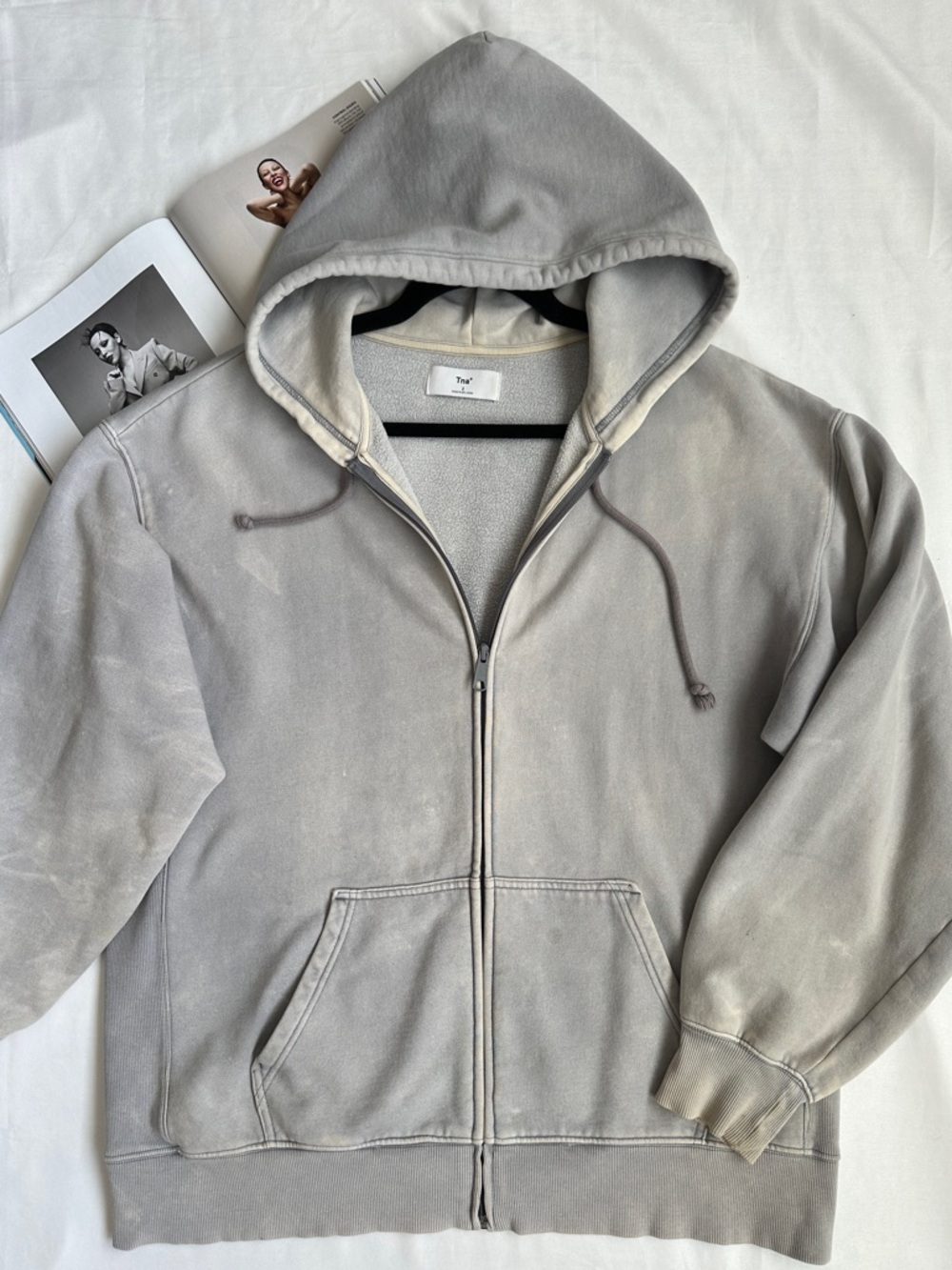 3/50$TNA Light Gray Cozy Full-Zip Hooded Sweatshirt
